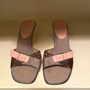 Pink and brown sandals